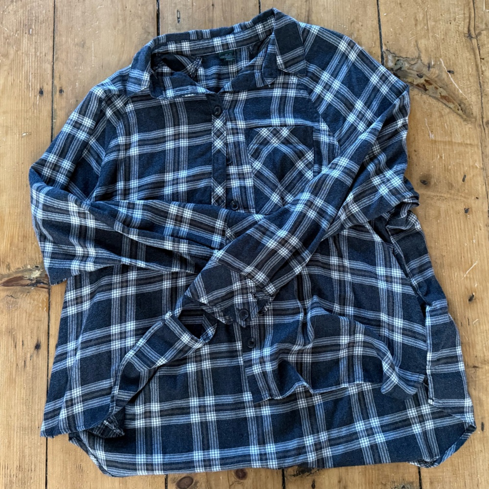 Wild Fable Blue and Black Plaid Button Down Shirt